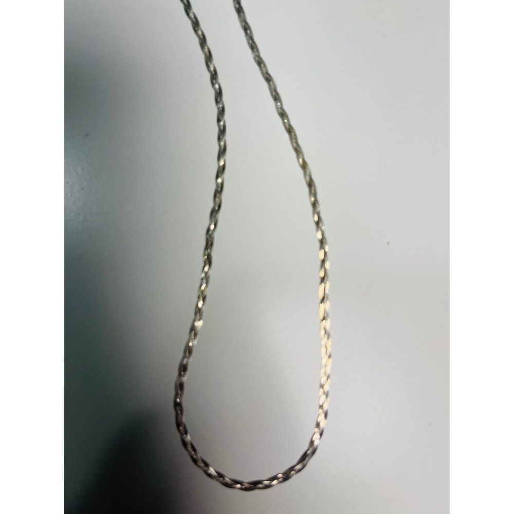 925 Italy Sterling Silver Braided Herringbone Twist Chain Necklace 20 Inch - Picture 5 of 5